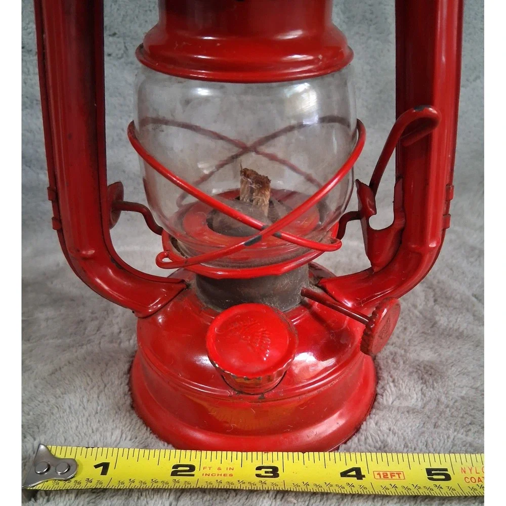 Vtg Winged Wheel No 350 Red Kerosene Lantern Japan Hurricane Lamp Lightly Used